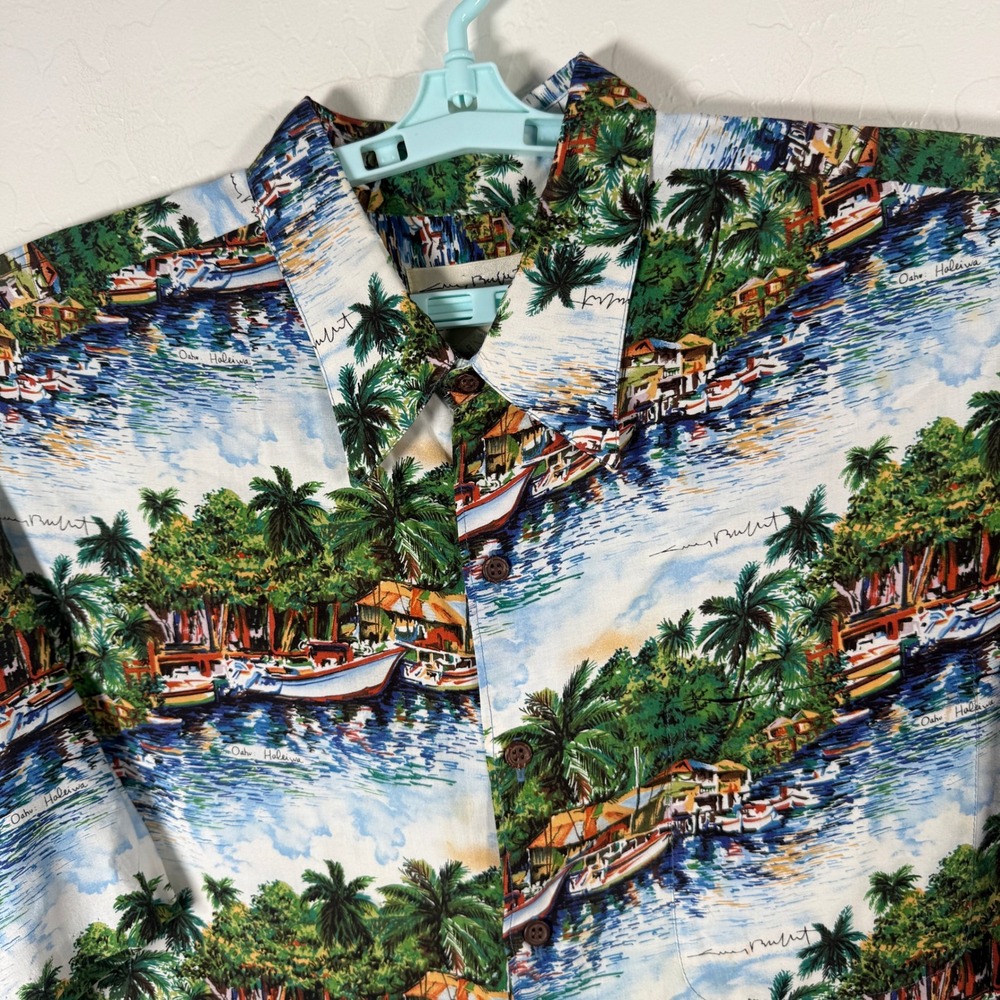 Reyn Spooner Guy Buffet Shirt Mens XL Oahu Haleiwa Hawaiian Camp Tropical Rayon